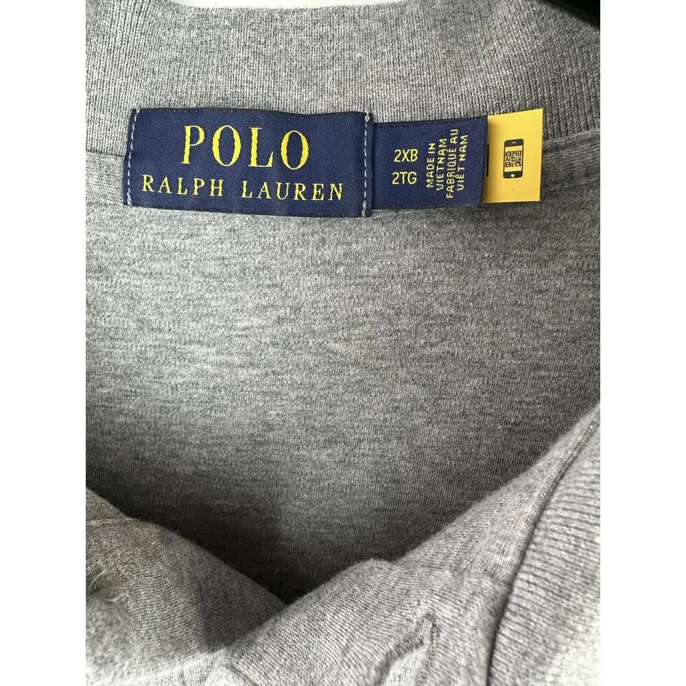 Polo Ralph Lauren Soft Cotton Polo Shirt in Gray Men's Size 2XB 2X Big & Tall - Picture 5 of 10